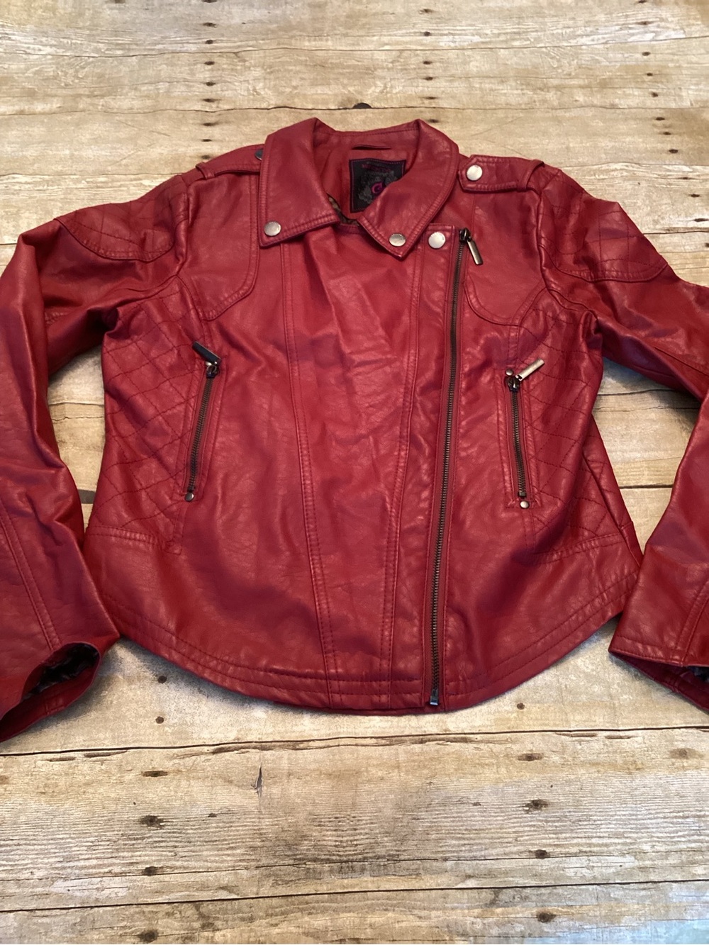 Dollhouse Red Faux Leather Moto Jacket